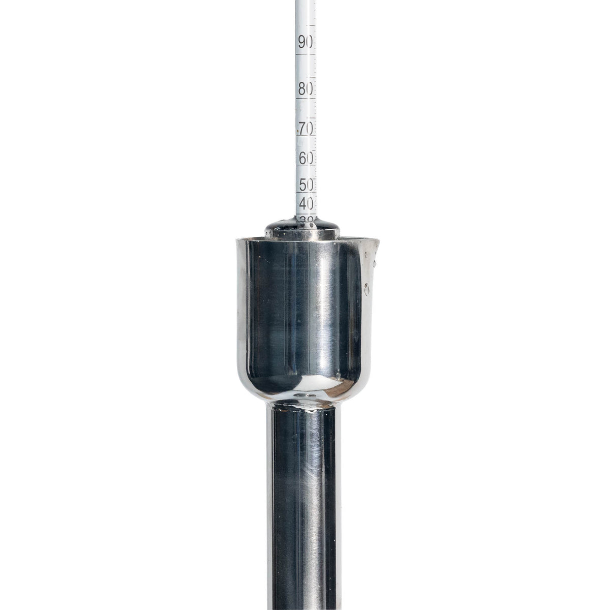 Hydrometer inserted into the stainless steel Unbreakable Test Tube