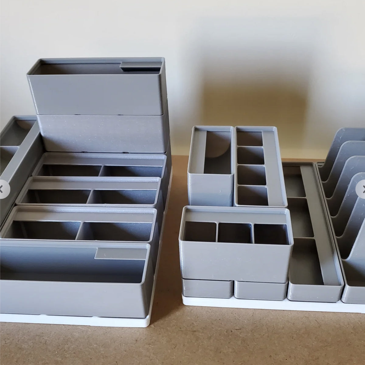 Gridfinity storage bins and organizer system